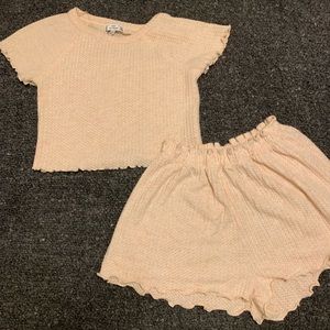 two piece cropped top with matching shorts